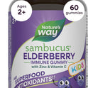 Nature's Way Sambucus Kids Elderberry Immune Gummies with Black Elderberry Extract, Daily Immune Support Gummy with Vitamin C and Zinc for Children Ages 2+*, 60 Gummies