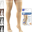 Truform 20-30 mmHg Compression Stockings, Thigh High, Beige, Large, Unisex