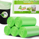 Small Trash Bags 4-6 Gallon, Inwaysin 200 Count Biodegradable Trash Bags 4 Gallon, Extra Strong Small Garbage Bags Unscented, Size Expanded, Green, for Bathroom Bedroom Office Kitchen Trash Can