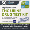 Exploro THC Tests for Home Use, Marijuana Drug Test Kit for Urine, 15 Pack, 50 ng/ml Cutoff Level