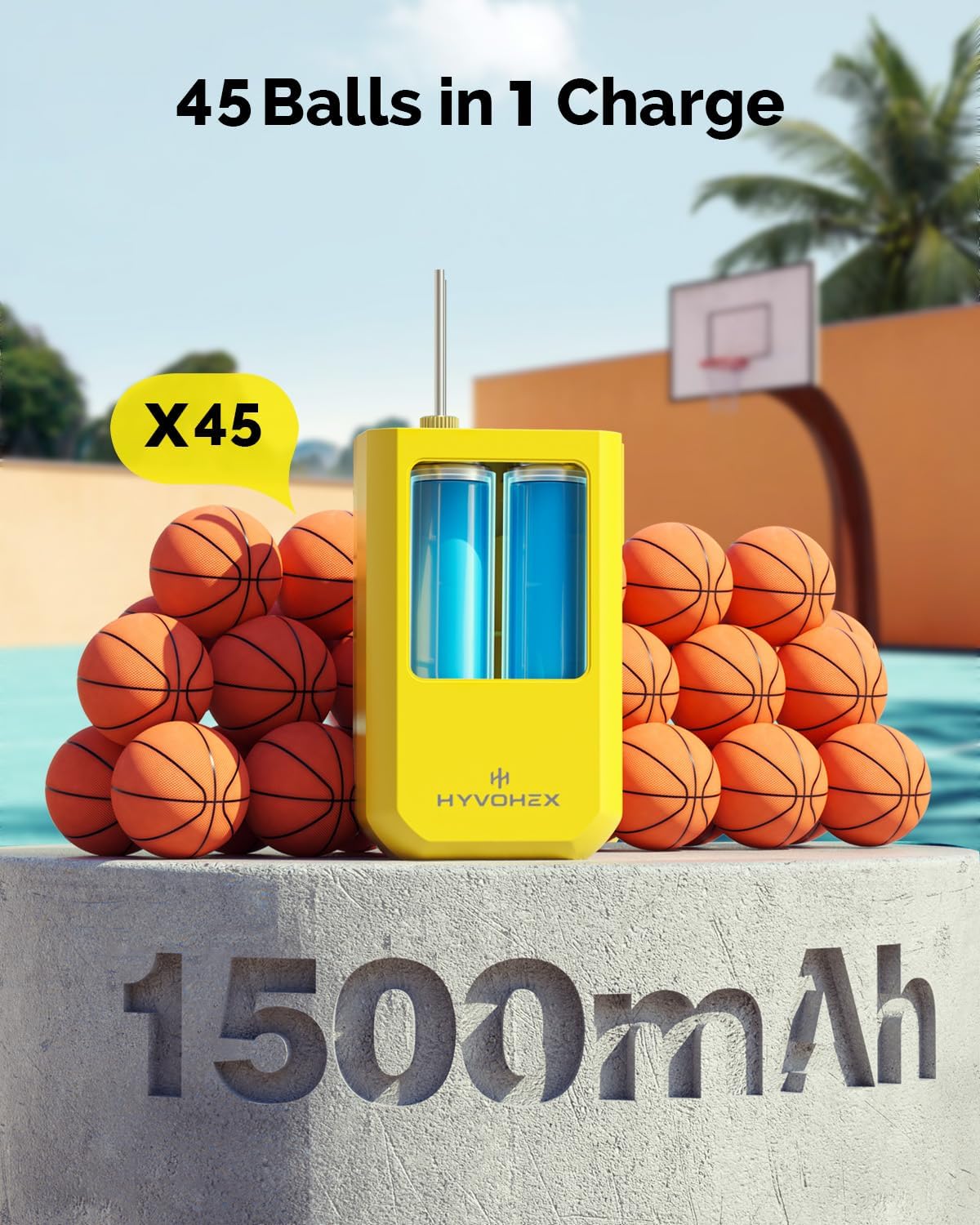 Ball Pump for Sports Balls, Portable Electric Basketball Pump Ultra Fast Inflation, with Digital LED Display Air Pump for Balls, Preset Pressure with Ball Needle for Soccer, Volleyball