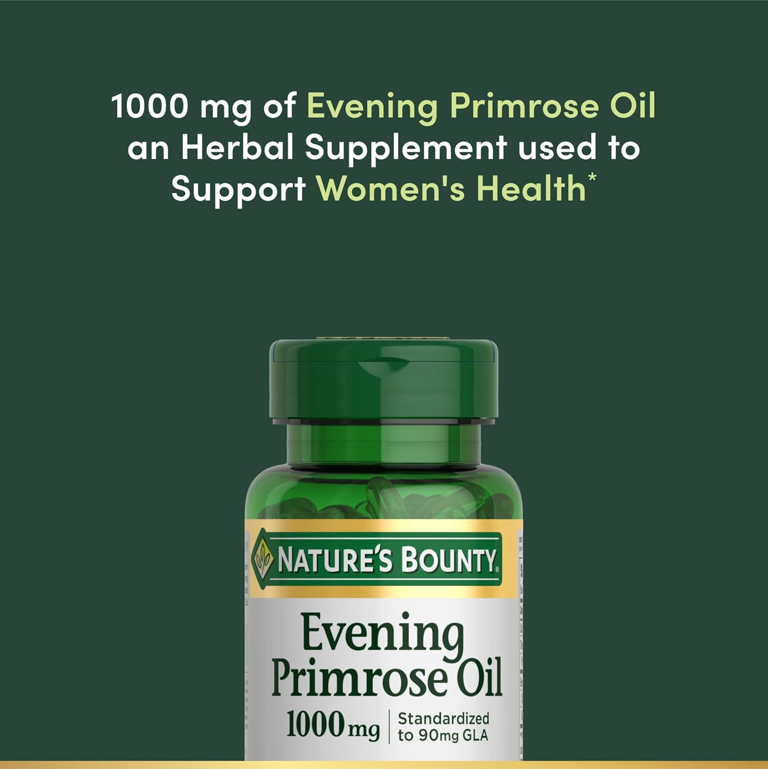 Nature's Bounty Primrose Oil 1000mg, Promotes Women's Health, Herbal Supplement, Gluten Free, 60 Rapid release Softgels