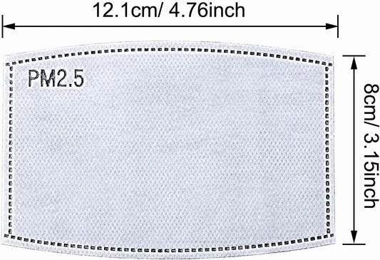 100 Pcs Activated Carbon PM2.5 Mask Filter Paper 5 Layers Replacement