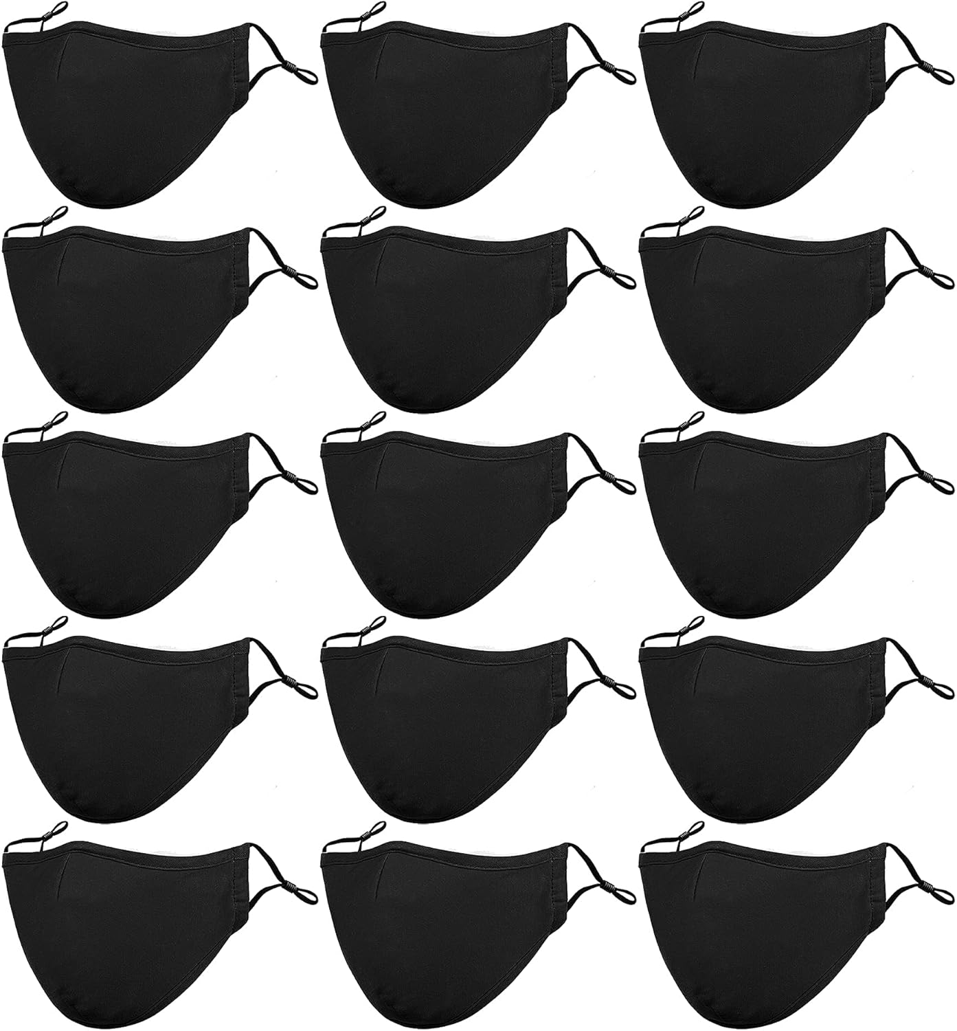 Black Reusable Breathable Cloth Face Mask, Adjustable Washable Face Protection Cover for Men and Women