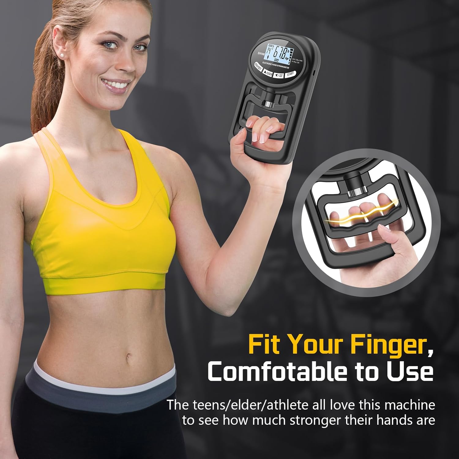 Hand Grip Strength Tester - Digital Grip Strengthener for Sports, Home, School