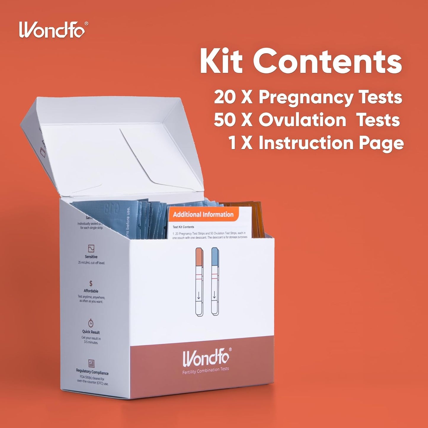 Wondfo 50 Ovulation and 20 Pregnancy Test Strips Kit