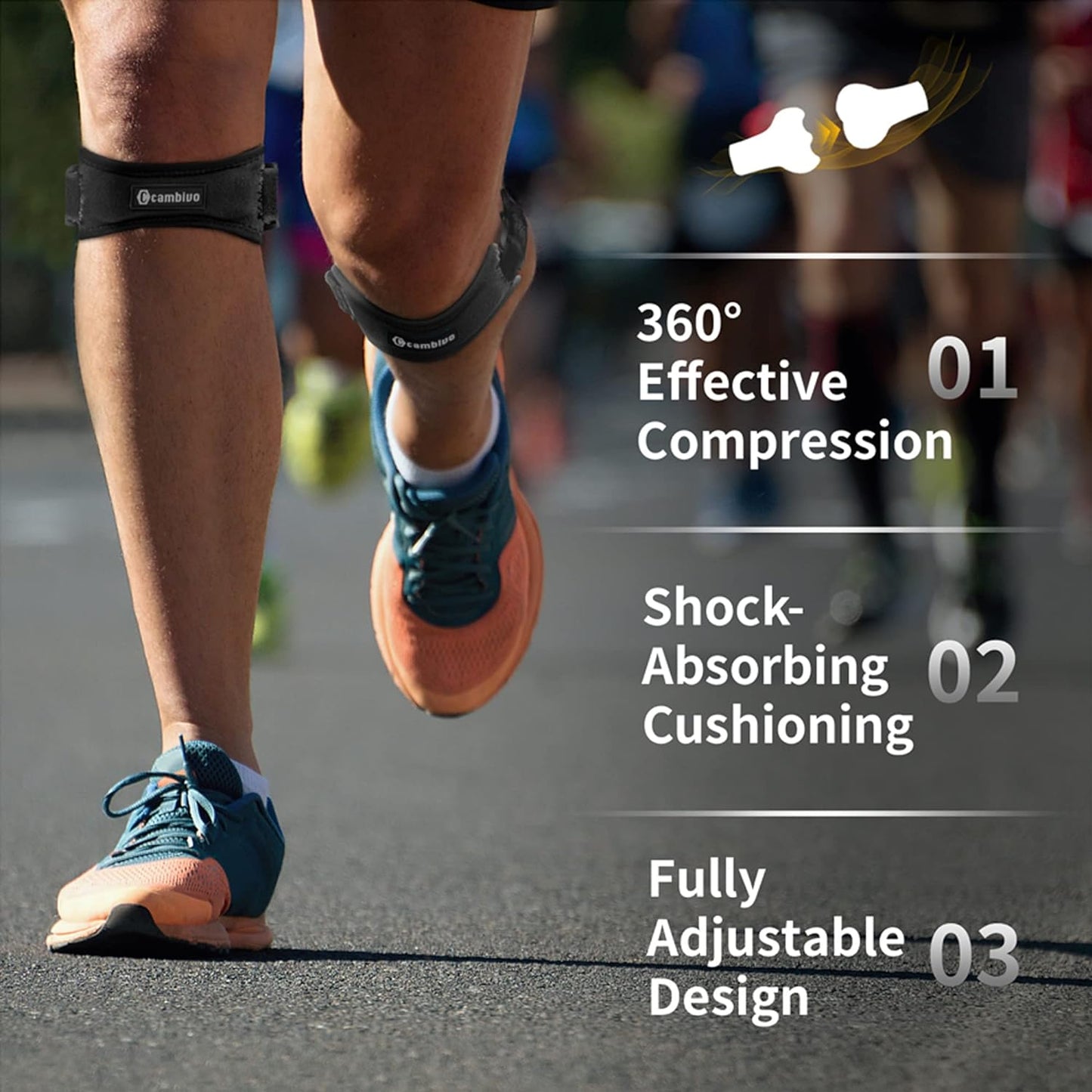 Cambivo Patellar Tendon Knee Straps 2 Pack for Pain Relief and Support