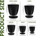 Utopia Home - Plant Pots Indoor with Drainage - 7/6.6/6/5.3/4.8 Inches Flower Pots for Indoor Planter - 5 Pack Plastic Planters - Ideal for Stocking Stuffers or Home Christmas Decorations - Black