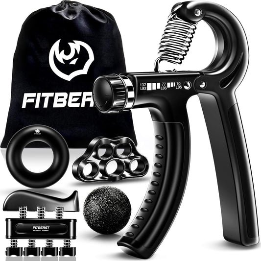 FitBeast Grip Strengthener Kit - 5 Adjustable Resistance Hand Grips for Forearm Workout