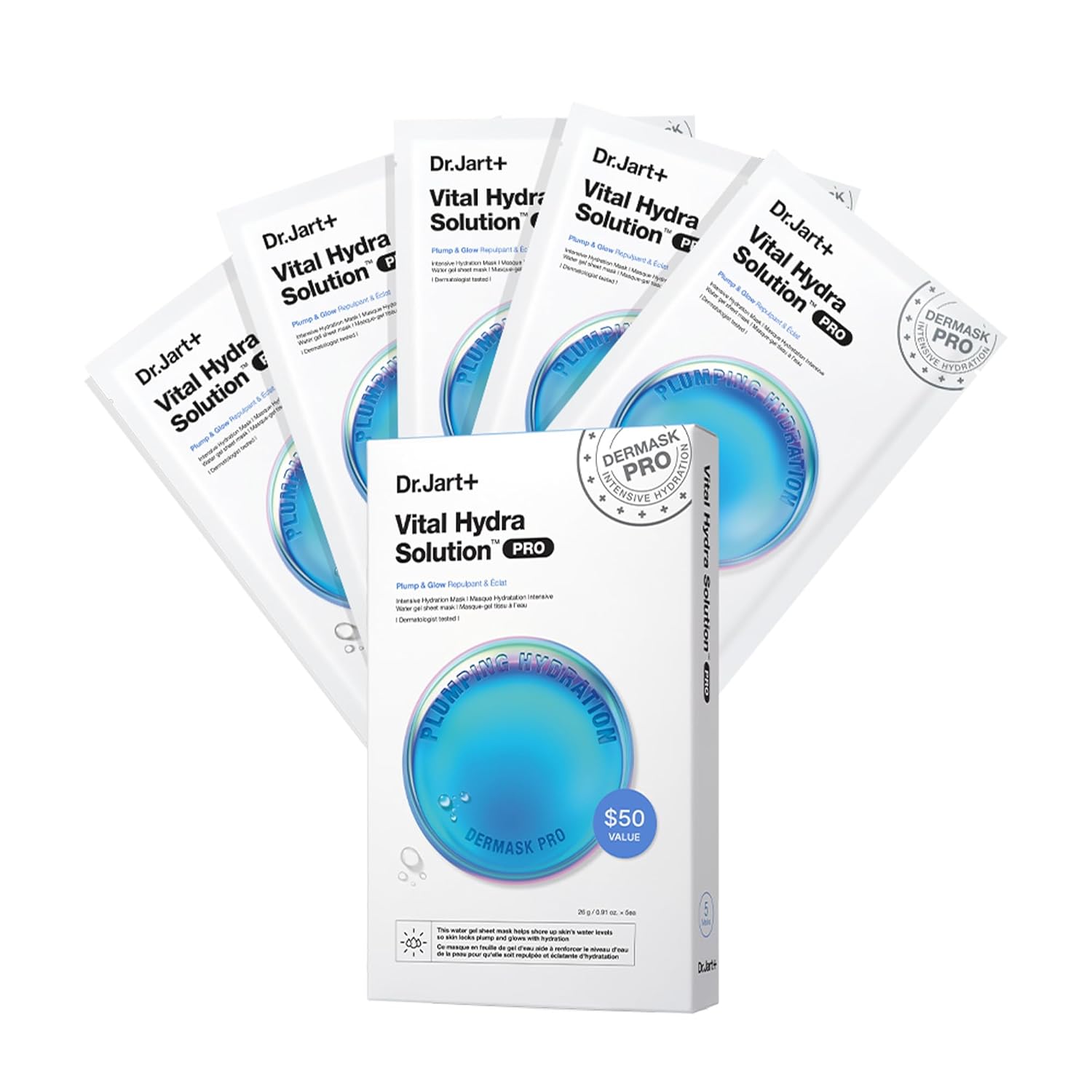 Dr.Jart+ Dermask Vital Hydra Solution Glow Korean Face Mask with Hyaluronic Acid
