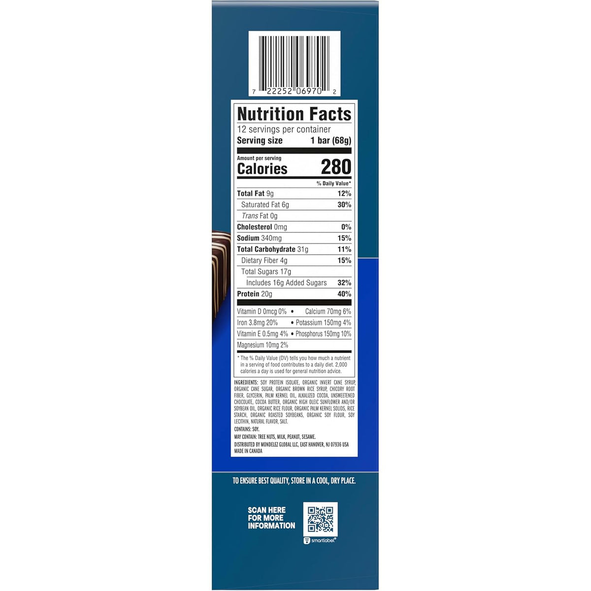 CLIF BUILDERS Protein Bars - OREO-Flavored - 20g Plant Based Protein - Gluten Free - Non-GMO - Low Glycemic - No Artificial Sweeteners - 2.4 oz. (12 Pack)