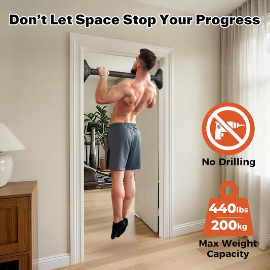 Sportneer Adjustable Pull Up Bar: 29.5"-37" Doorway Chin Up Bar, 440lb Capacity
