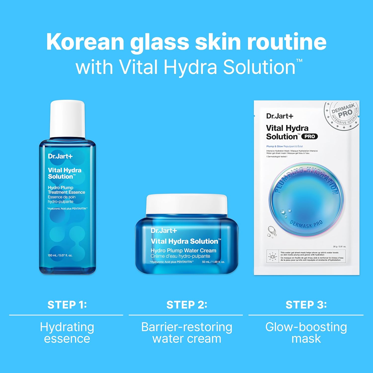 Dr.Jart+ Dermask Vital Hydra Solution Glow Korean Face Mask with Hyaluronic Acid