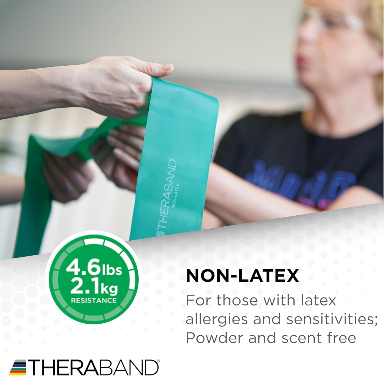 THERABAND Resistance Bands Set, Beginner Kit, Yellow, Red, Green, Non-Latex Elastic Bands for Exercise & Physical Therapy, Strength Training Bands for Upper & Lower Body Fitness
