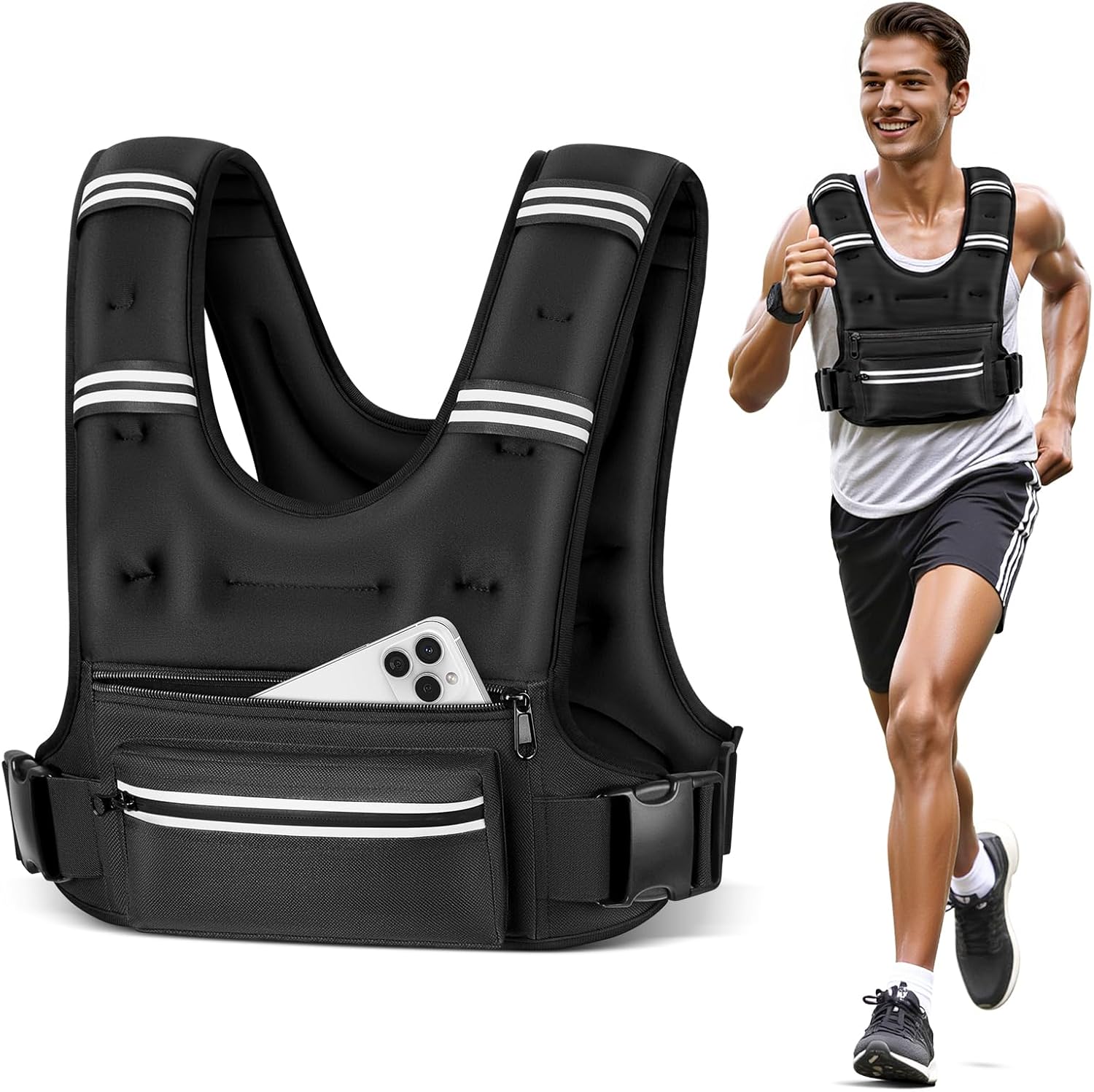 Adjustable Weighted Vest with Storage Pockets - Perfect for Workout, Running, Walking