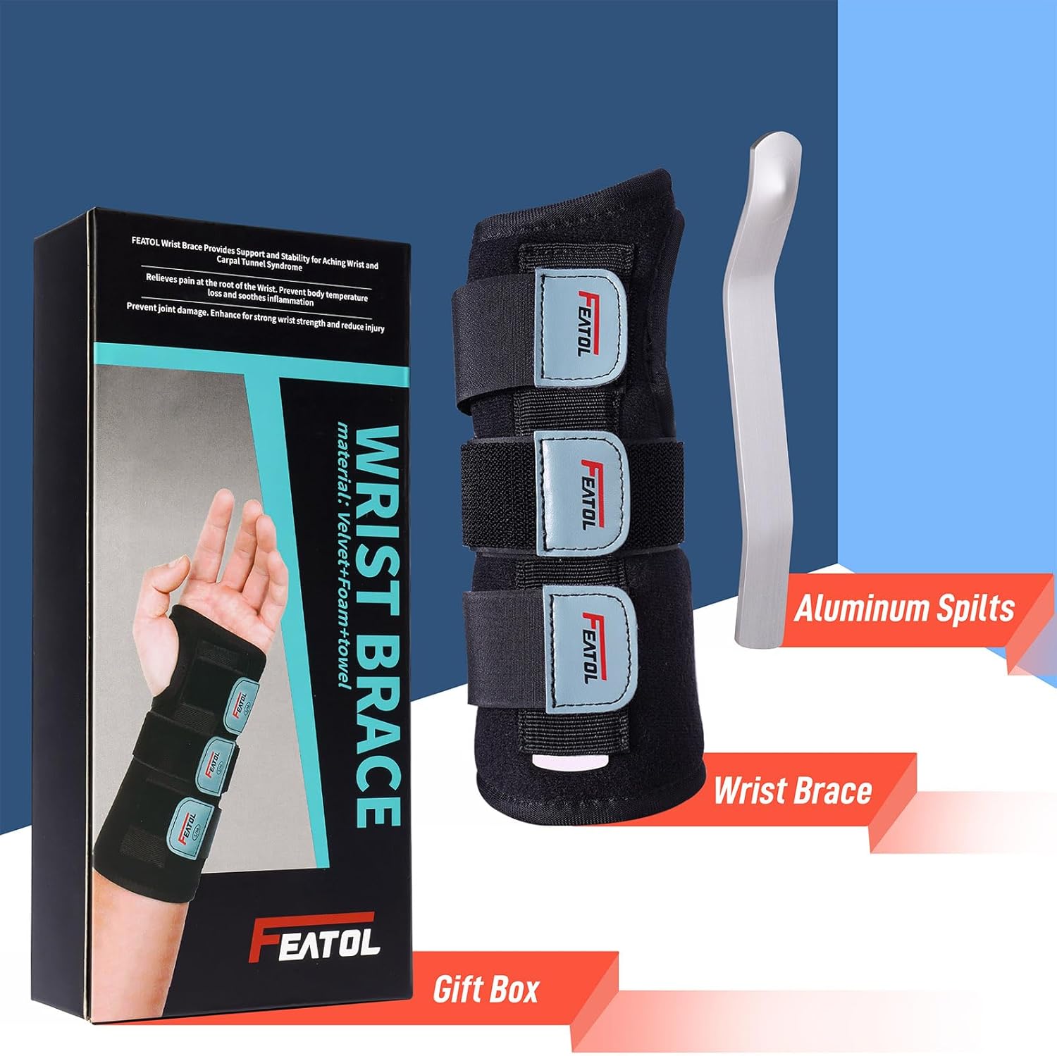 FEATOL Wrist Brace Hand Brace for Carpal Tunnel and Tendonitis Relief, Small/Medium