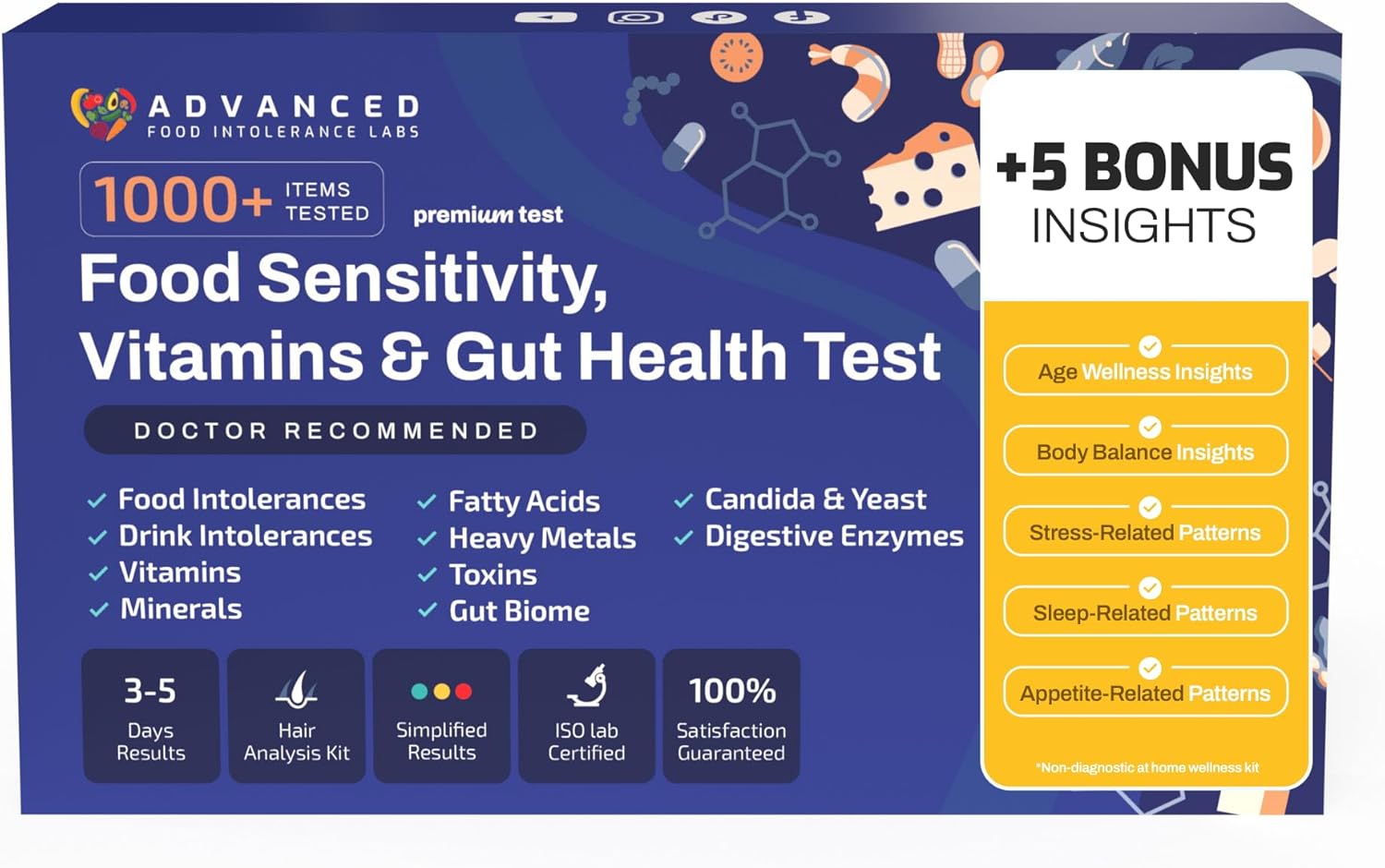 Afil At-Home Wellness Test Kit for Adults and Kids, 1000+ Food and Drink Analysis