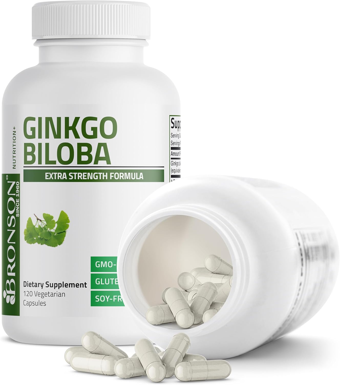 Bronson Ginkgo Biloba Extra Strength Supports Brain Function & Memory Support, 120 Vegetarian Capsules