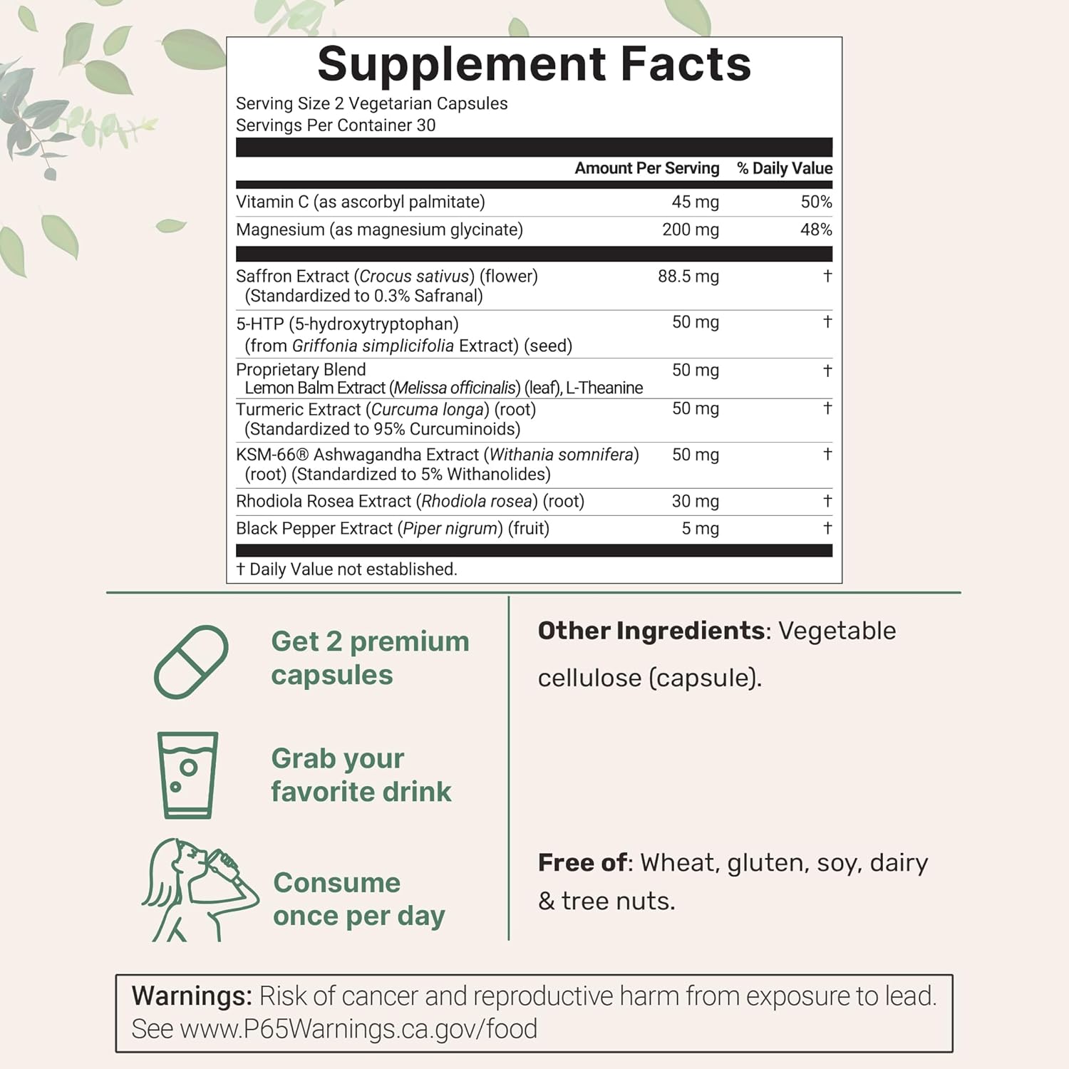 Micro Ingredients Saffron+ Advanced Supplements, 60 Veggie Capsules