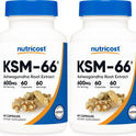 Nutricost KSM-66 Ashwagandha Root Extract 600mg, 60 Veggie Caps - 5% Withanolides - with BioPerine - Full-Spectrum Root Extract