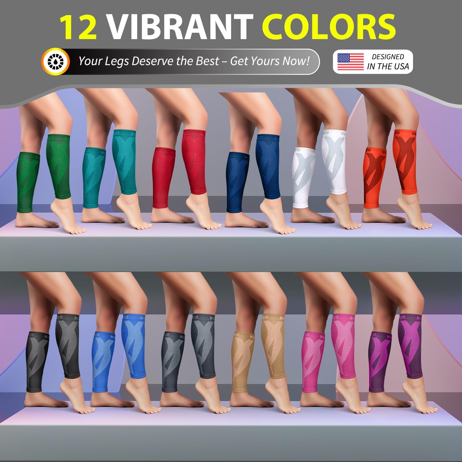 BLITZU Calf Compression Sleeve for Runners and Athletes