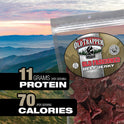 Old Trapper Beef Jerky, Old-Fashioned 8 Ounce Bag, Tender Meat Snacks for Lunches or Between Meals, 11 Grams of Protein, Zero Grams of Fat, and 70 Calories per Serving (Pack of One)