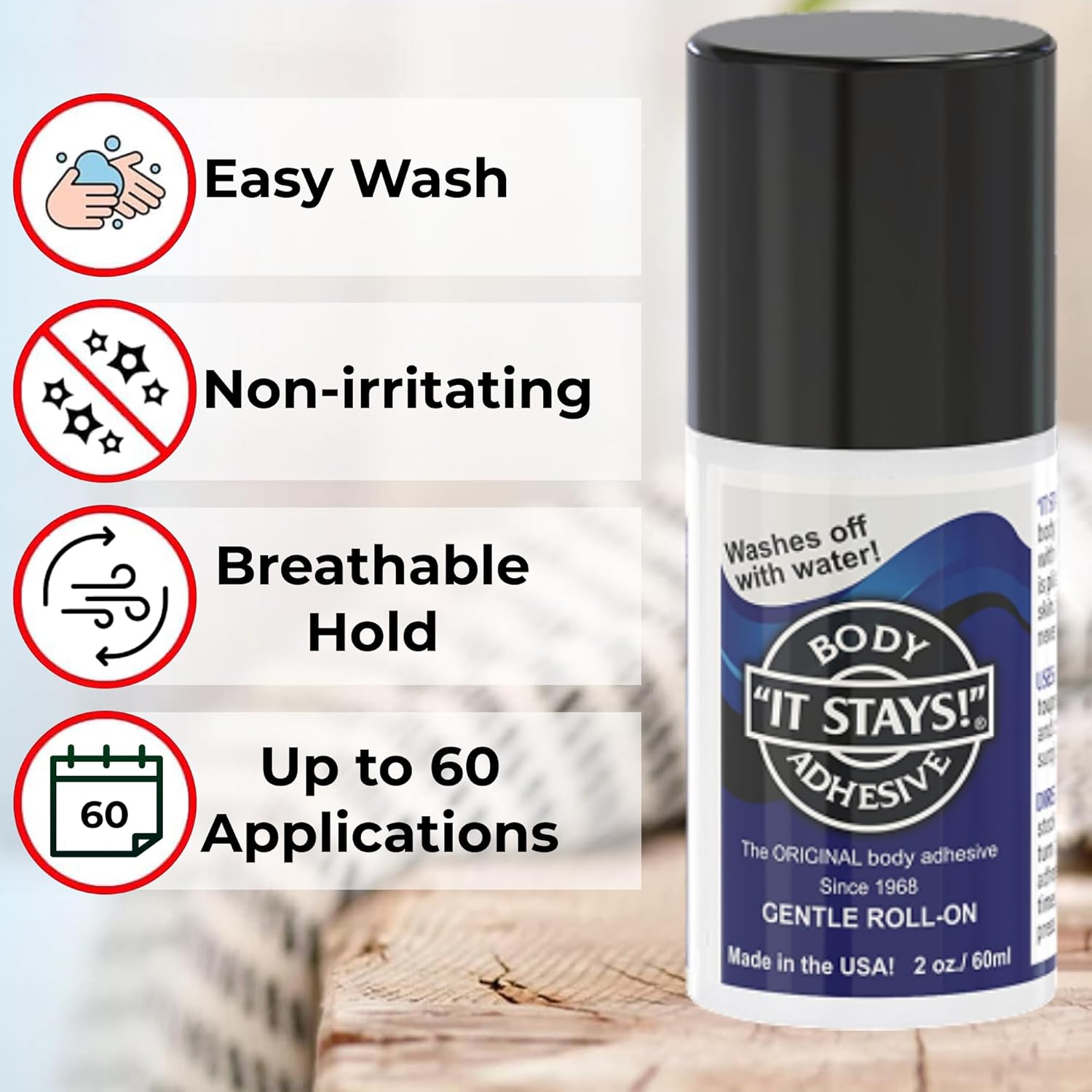 Mojo Compression Socks It Stays Roll On Body Adhesive 2 fl oz