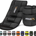 APEXUP Adjustable Ankle Weights 10lbs Pair, Modularized Leg Straps for Yoga, Walking, Running