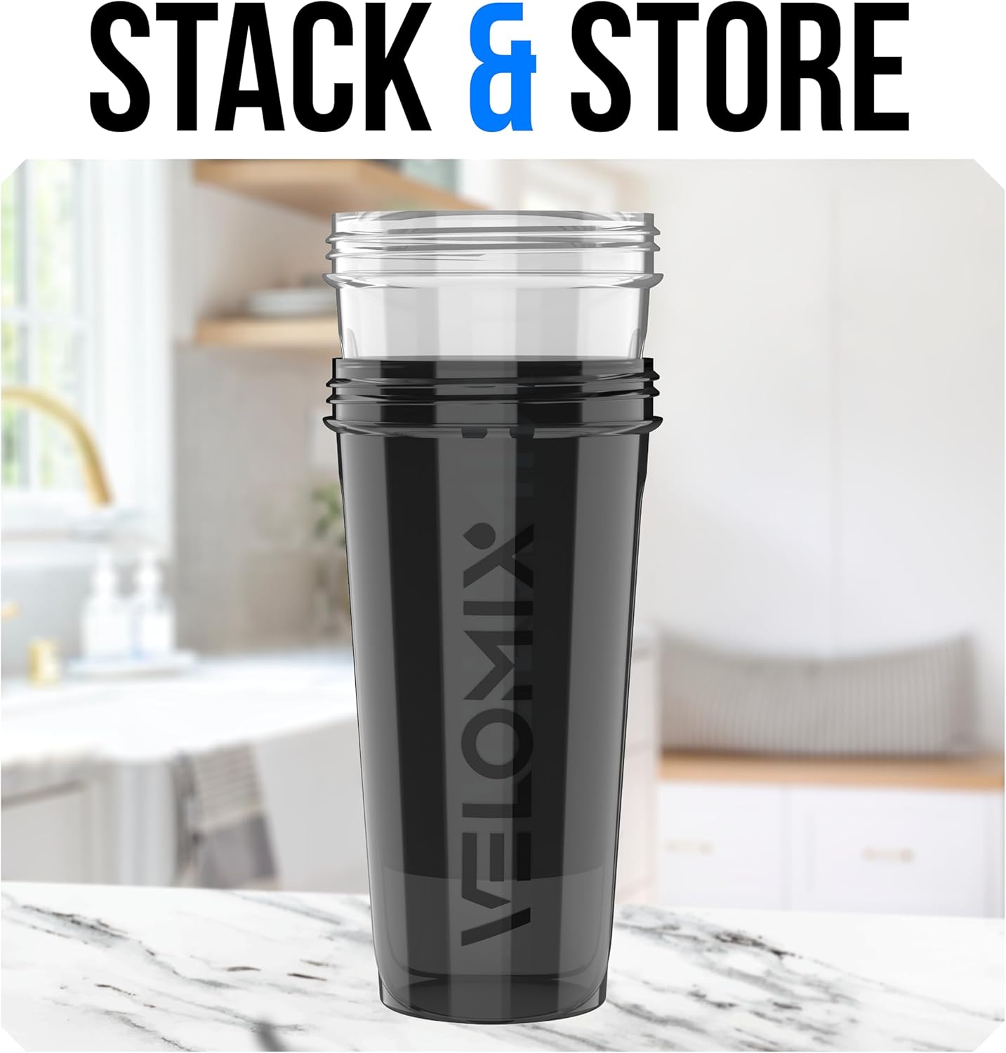 Velomix 28oz Protein Shaker Bottles - 2 Pack, Leak-Proof