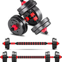 Adjustable Dumbbells Set - 30 LBS Weight Plates, 3-in-1 Barbell, Home Gym Equipment