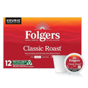 Folgers Classic Roast, Medium Roast Coffee, Keurig K-Cup Pods, 12 Count Boxes (Pack of 6)