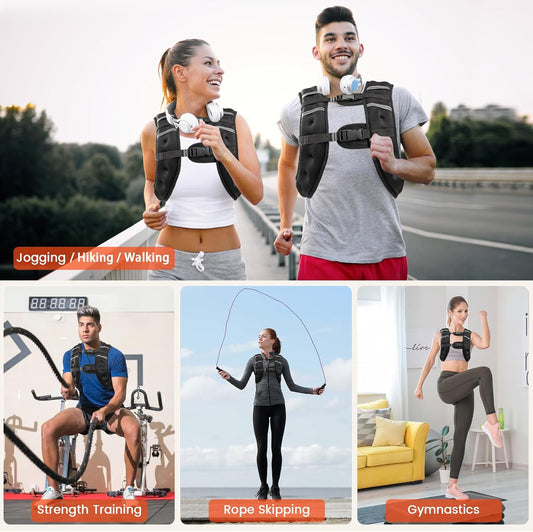 Poudee Adjustable Weighted Vest for Strength Training, Running, Workout