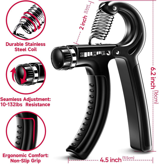 FitBeast Grip Strengthener Kit - 5 Adjustable Resistance Hand Grips for Forearm Workout