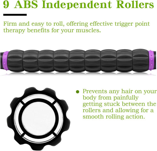 Muscle Roller Massage Stick - Deep Tissue Fascia Blaster for Myofascial Pain Relief and Lymphatic Drainage