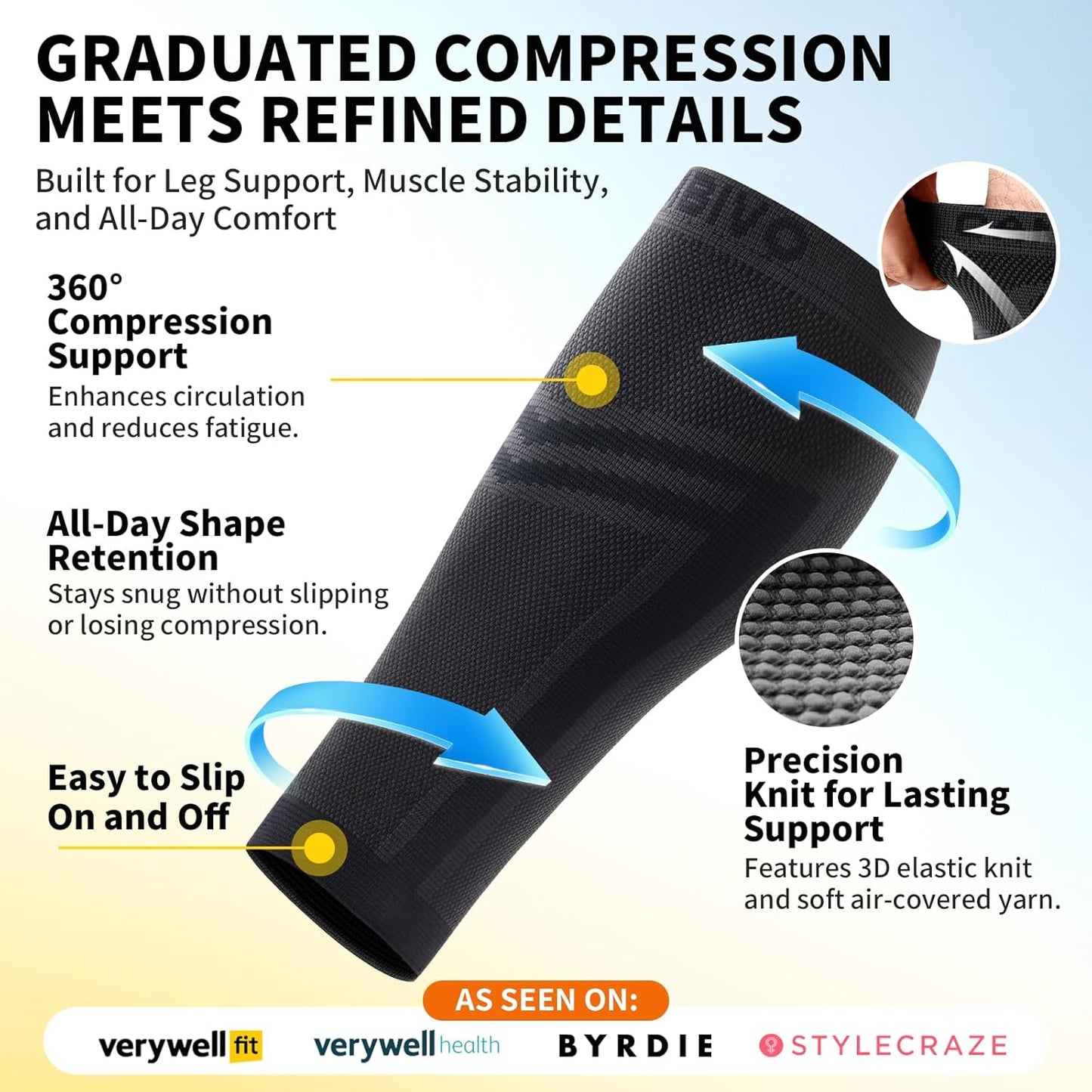 CAMBIVO Calf Compression Sleeve for Men and Women, Shin Splint Support and Varicose Vein Treatment