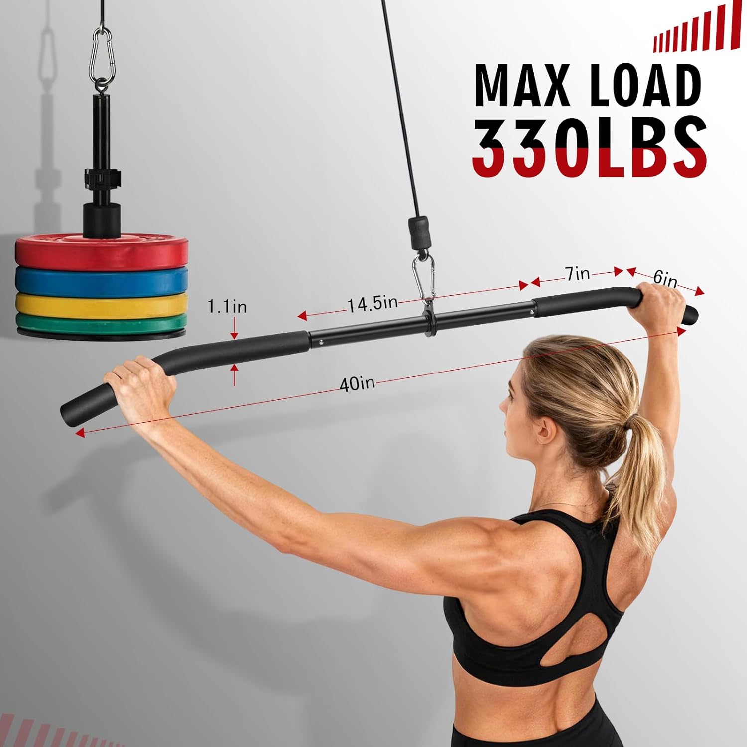 39.7'' Lat Pulldown Bar with 360° Rotation for Strength Workouts