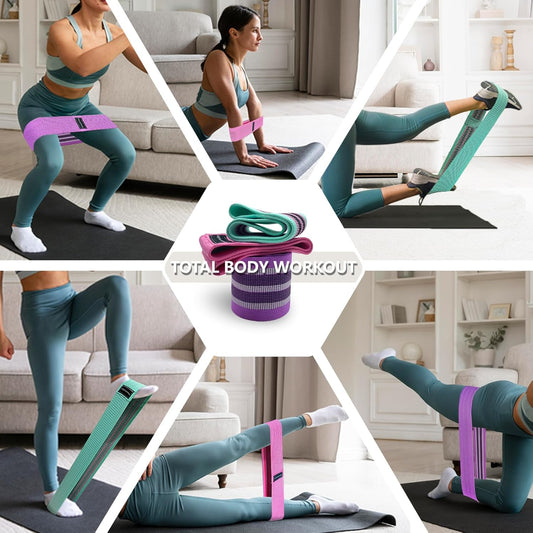 Fabric Resistance Bands, 3 Levels for Workout, Leg Strength Training, Rehab, Yoga