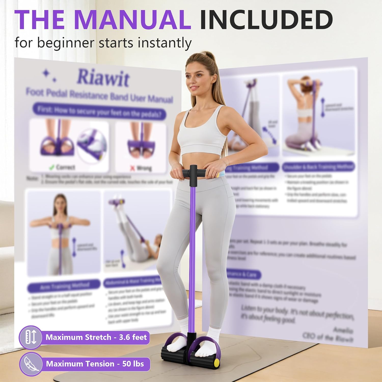 Pedal Resistance Bands with Handles for Full-Body Workout
