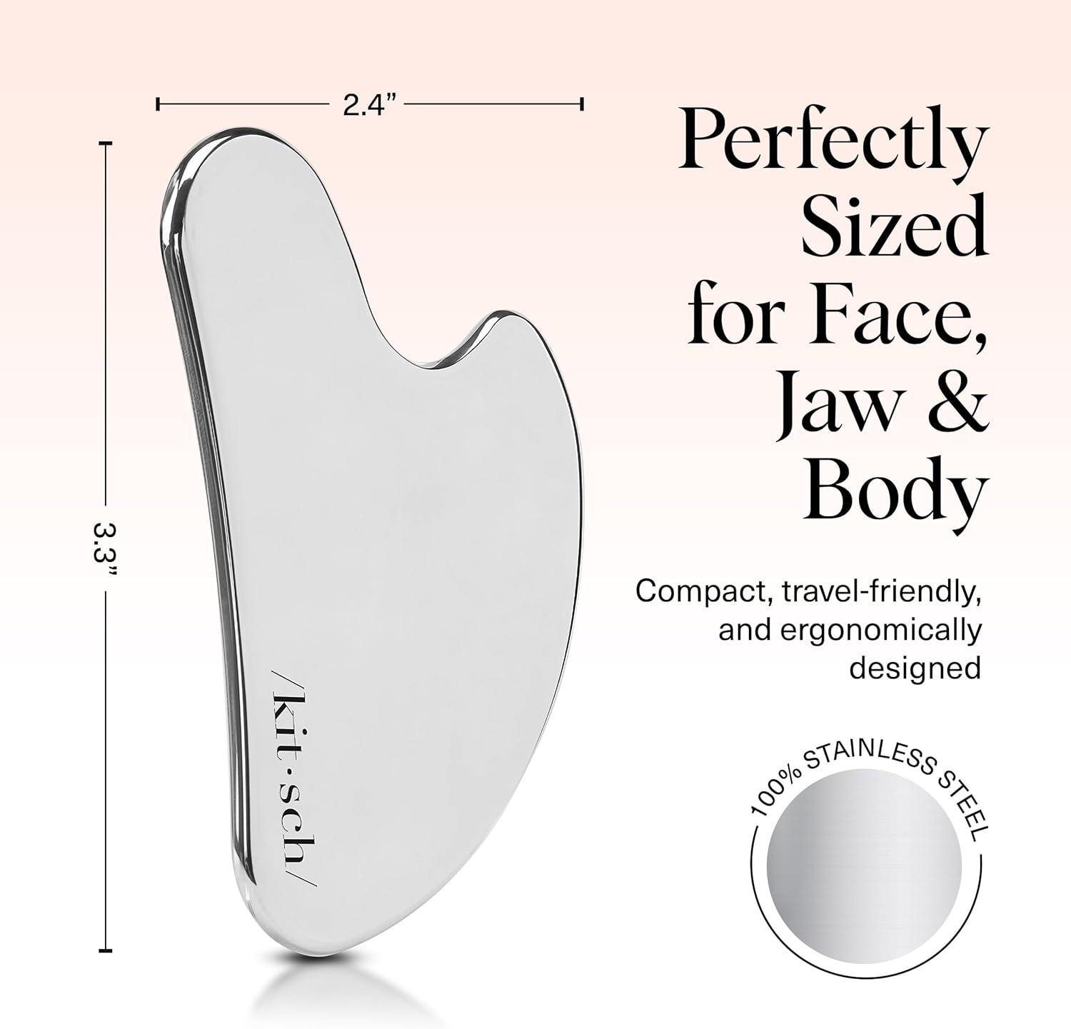 Kitsch Stainless Steel Gua Sha Facial Tool - Face Sculpting, Jawline Shaper, Lymphatic Drainage