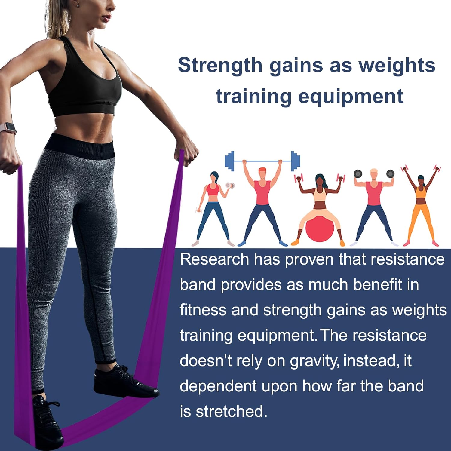 AZURELIFE Resistance Bands, Professional Non-Latex Elastic Stretch Bands for Physical Therapy and Strength Training