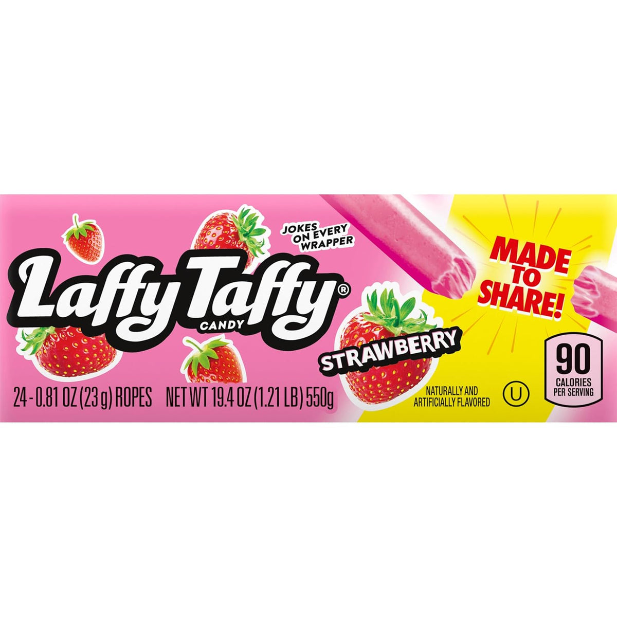 Laffy Taffy Rope Candy, Strawberry Flavor, 0.81 Ounce Ropes (Pack of 24)