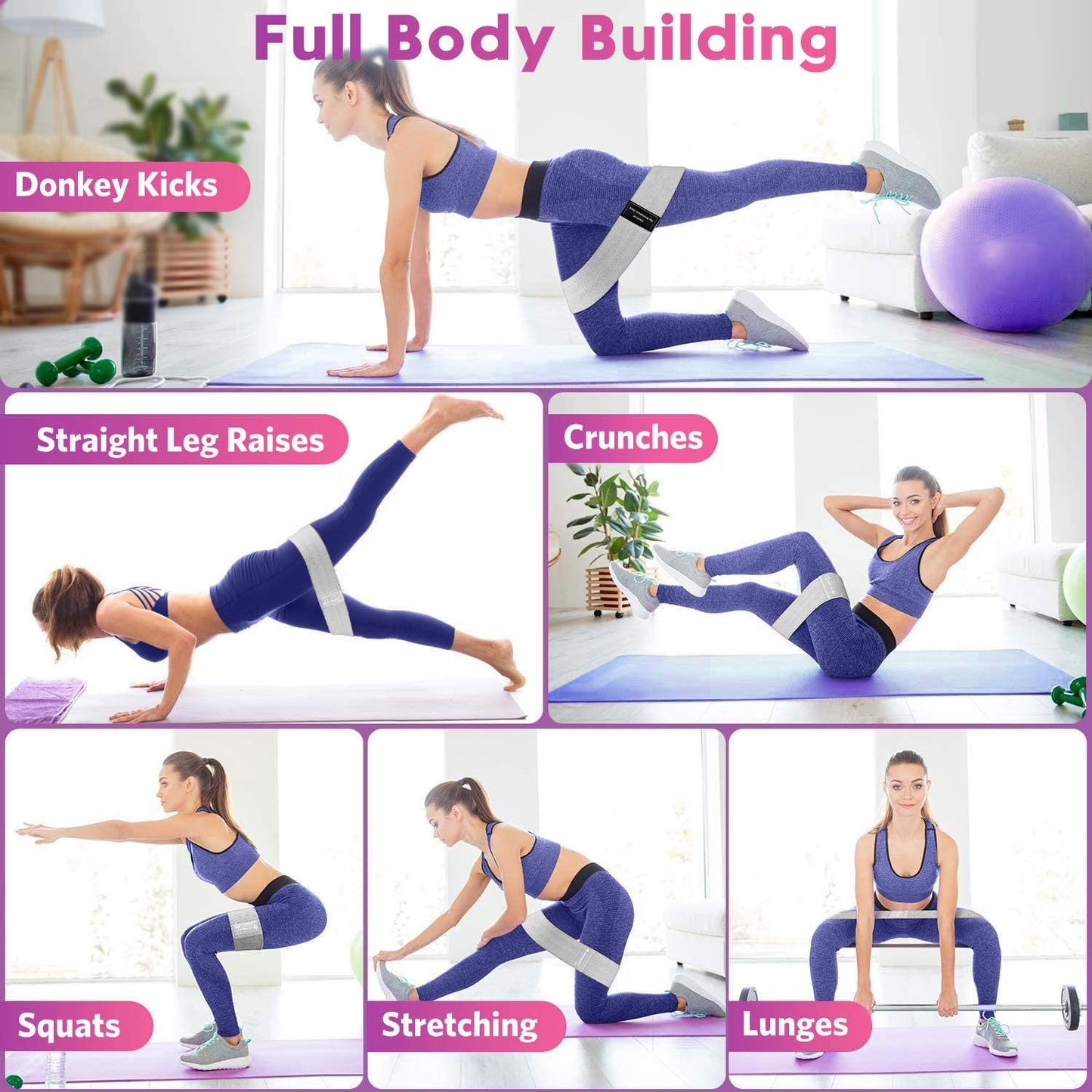 Renoj 3-Set Resistance Bands for Pilates, Yoga, and Home Gym