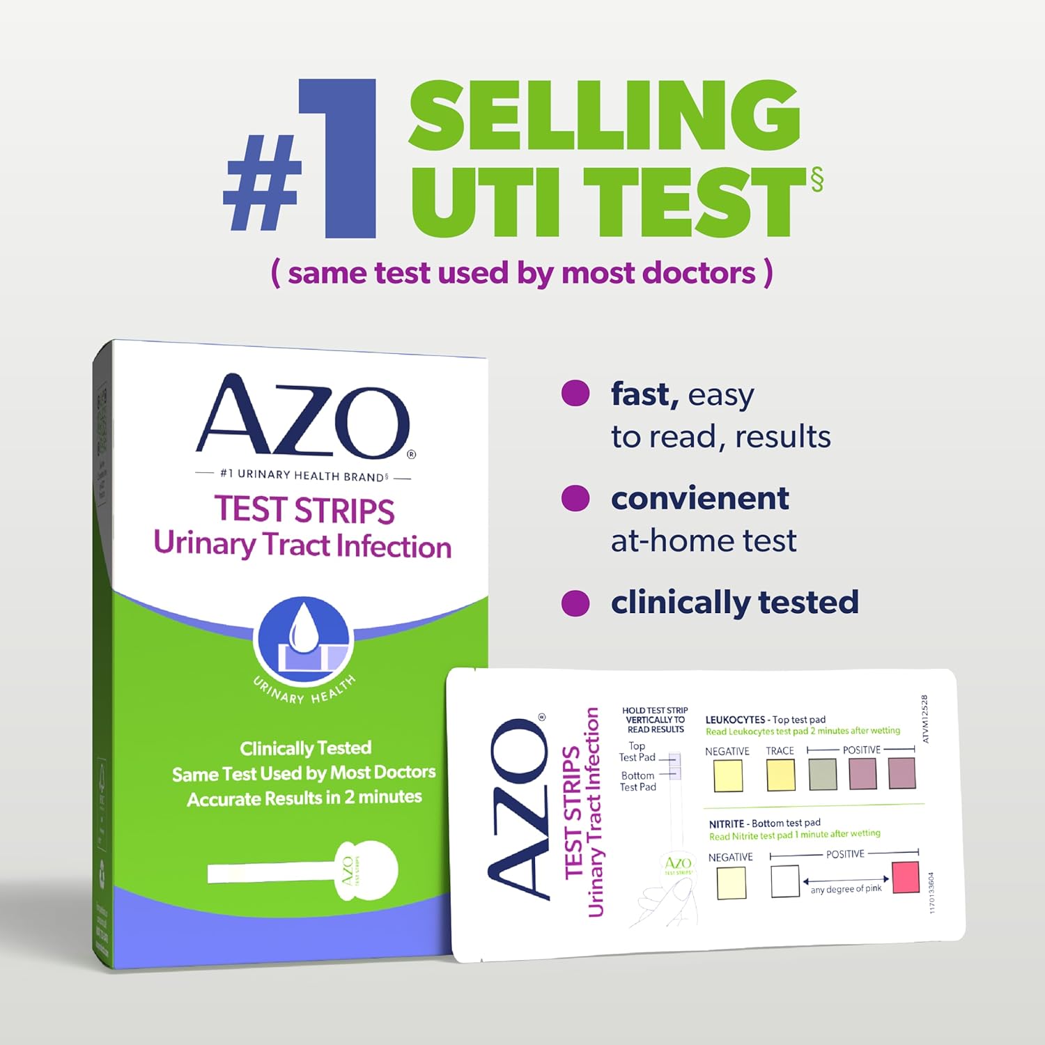 AZO Urinary Tract Infection Test Strips, 3 Count, Clinically Tested, Accurate Results