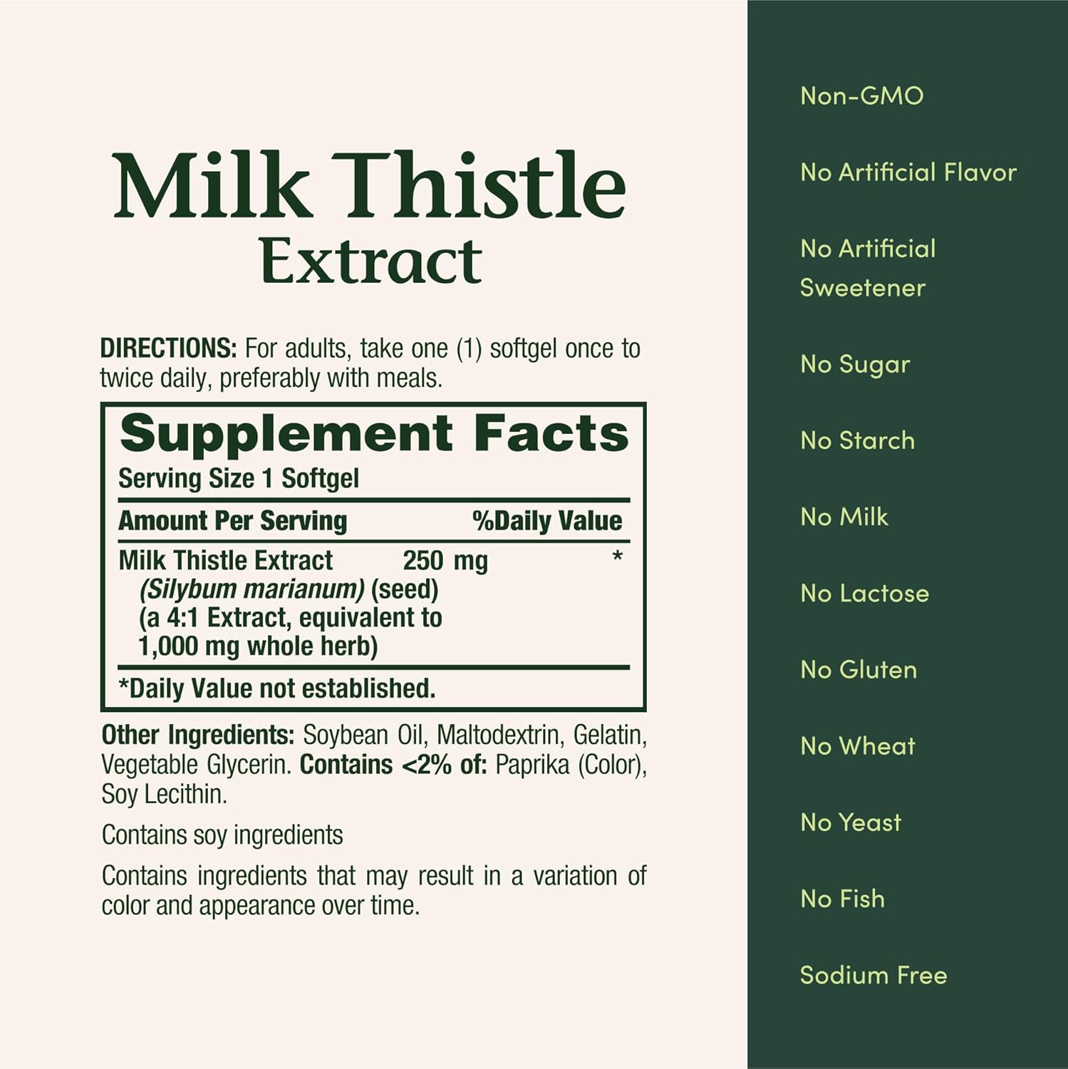 Nature's Bounty Milk Thistle 1000mg, Herbal Health Supplement, Daily Supplement, Gluten Free, Rapid Release Softgels, 50 Ct