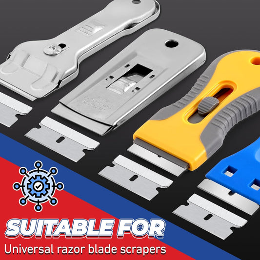 DIYSELF Single Edge Razor Blades, 100 Blades, Razor Blades Refiils for Razor Scraper, Utility Knife, Heavy Duty One Edge Blades, High Carbon Steel Blade for Removing Decals, Stickers