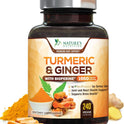 Turmeric Curcumin Supplement - 95% Curcuminoids with Organic Turmeric & Ginger, BioPerine Black Pepper Extract for Best Absorption, Natural Vegan Joint Support, Non-GMO, Bottled in USA - 240 Capsules