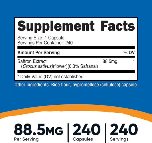 Nutricost Saffron Extract 88.5mg, 240 Veggie Capsules, Non-GMO, Gluten Free