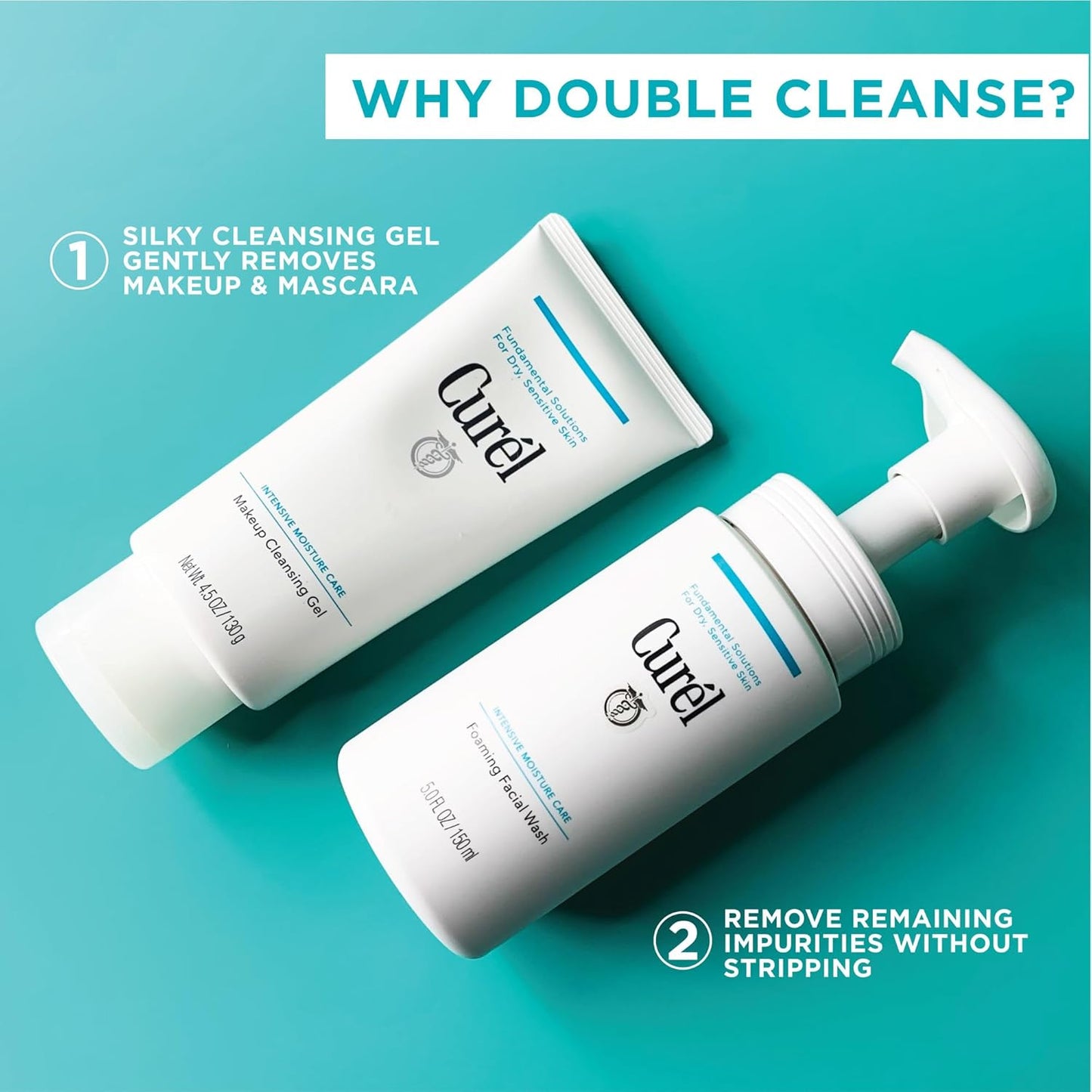 Curel Japanese Skin Care Foaming Daily Face Wash for Sensitive Skin, Hydrating Facial Cleanser for Dry Skin, pH-Balanced and Fragrance-Free, 5 Oz (Step 2 of 2-Step Skincare)