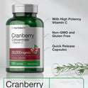 Horbäach Cranberry Concentrate Extract Pills + Vitamin C | 120 Capsules | Supplement for Women and Men | Triple Strength Ultimate Potency Formula | Non-GMO and Gluten Free