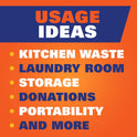 Hefty Strong 13 Gallon Trash Bags, Tall Kitchen Bags, UnscentedLarge Bags with Drawstrings, Durable Closure, Resists Leaks, Punctures, and Tears, White, Unscented, 90 Bags